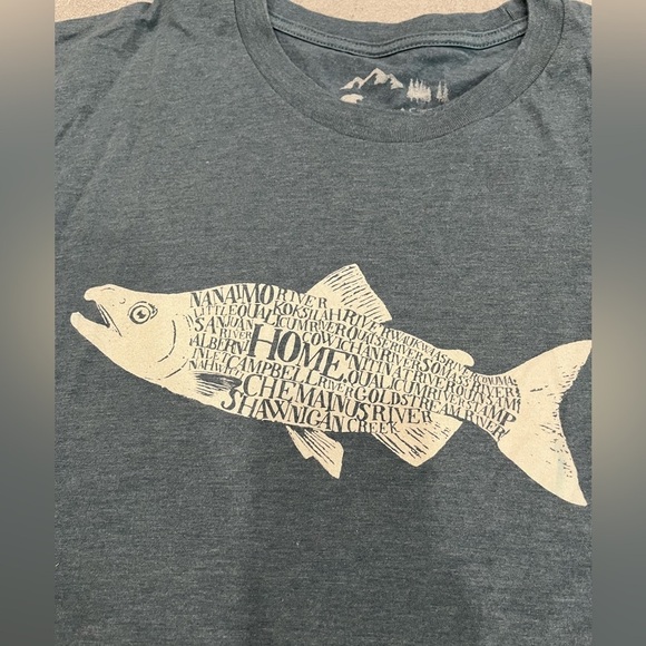 [XL]Westcoastees Gray Blue Fish Graphic T-Shirt - Picture 2 of 5